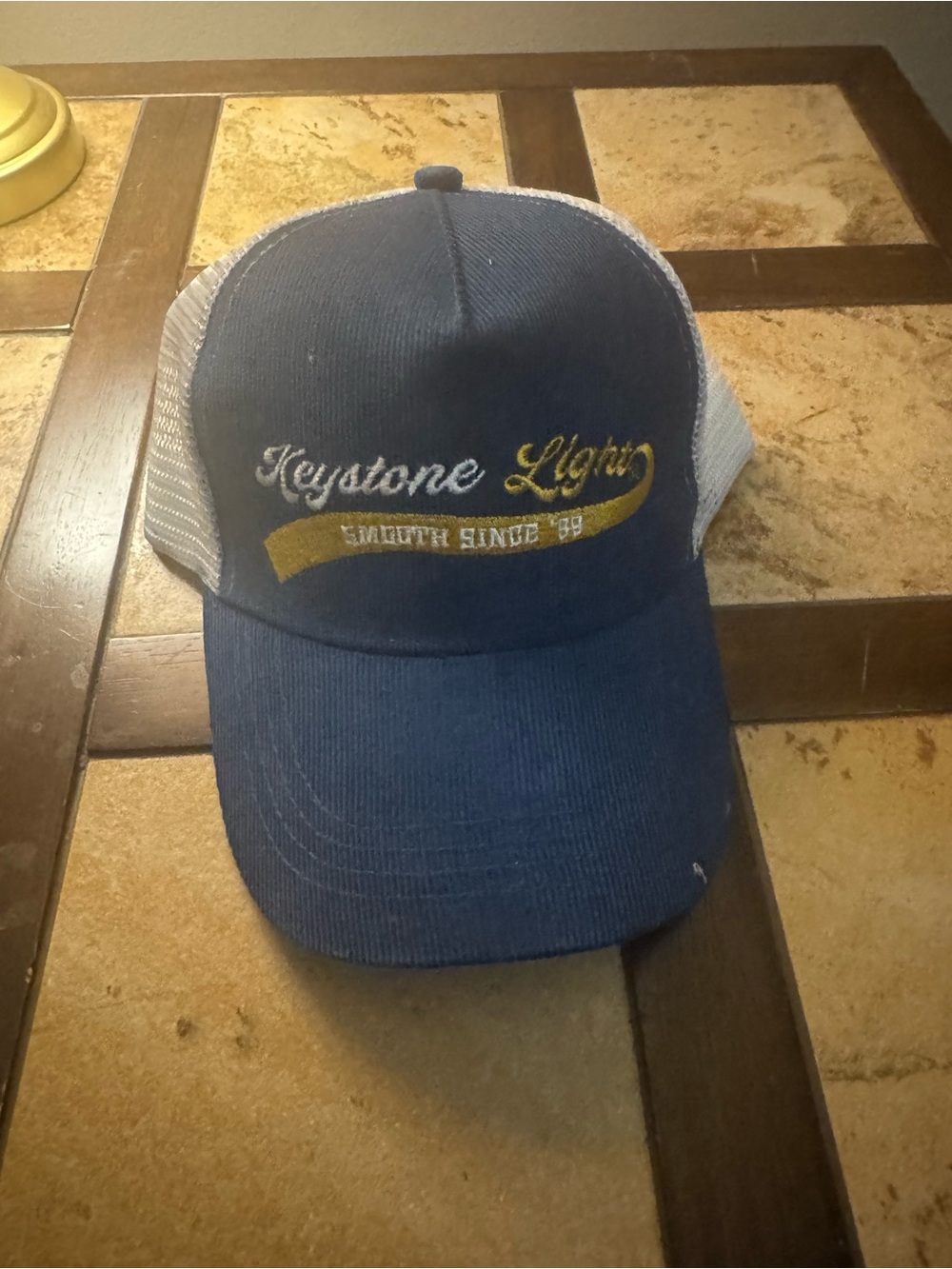 Keystone Light Navy Trucker Hat with White Mesh